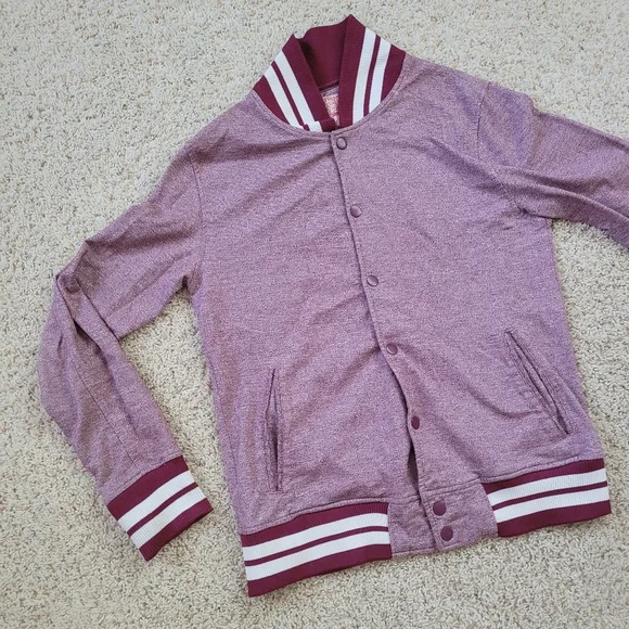 Trademark Brooklyn Cloth Burgundy Varsity Jacket Mens M Retro 90s Streetwear - Picture 2 of 14